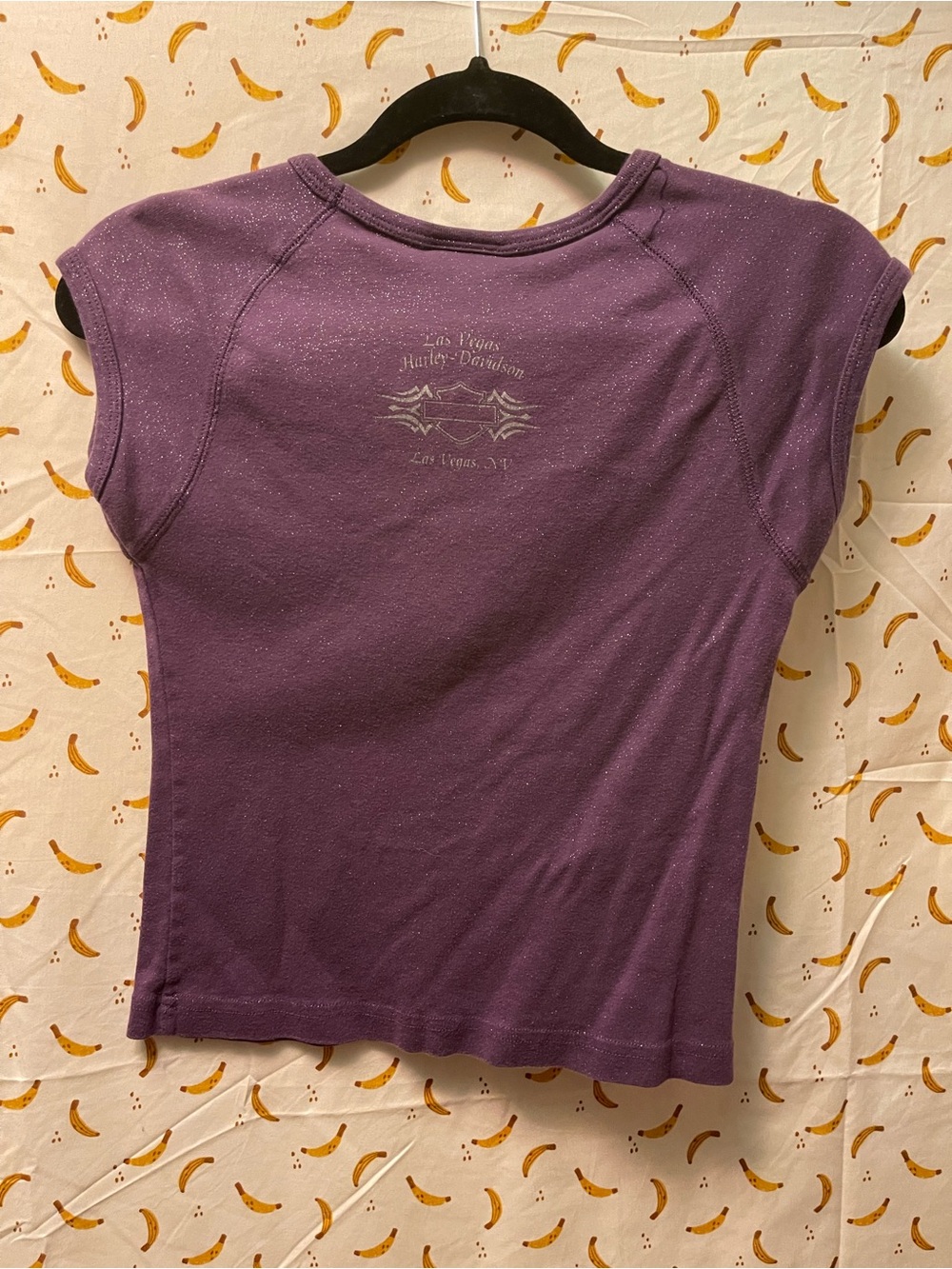Sparkly Purple Harley Davidson Motorcycles Baby Tee Vegas ' - Picture 2 of 4